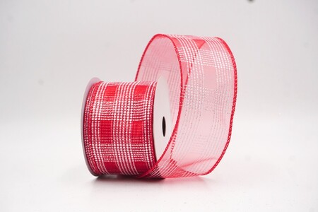 Red  Classic Plaid Check Wired Ribbon_KW0464GC-7-7